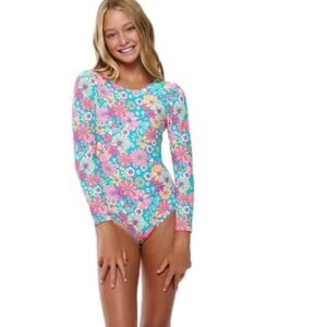 Beach Lingo Girls' Kozmic Blues Long Sleeve Rash Suit